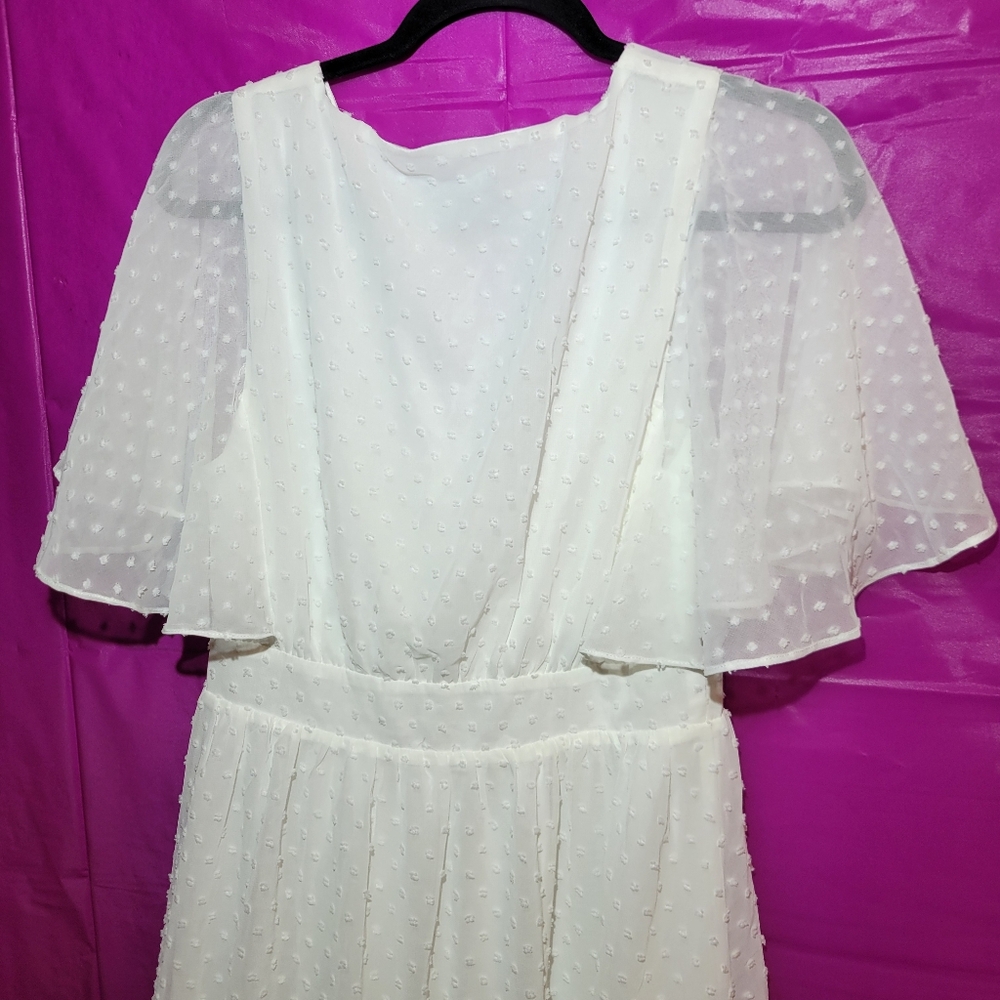 Transcendent Class White Swiss Dot Flutter Sleeve… - image 8